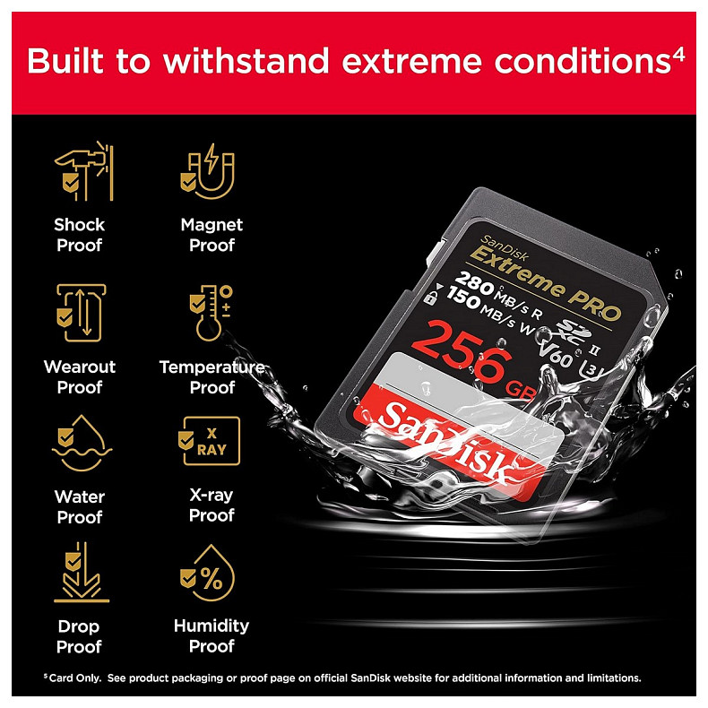 Карта памяти SanDisk SD 256GB C10 UHS-II U3 ??R280/W150MB/s Extreme Pro V60