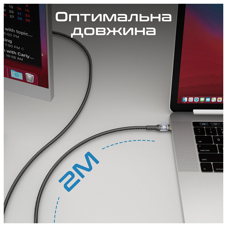Кабель Promate USB Type-C - USB Type-C (M/M), 5 A, 100 W, 2 м, Lucidline-CC200 Black (lucidline-cc20