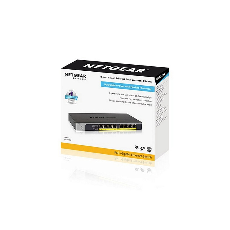 Коммутатор NETGEAR GS108LP 8xGE PoE+ (60Вт), FlexPoE, неуправляемый