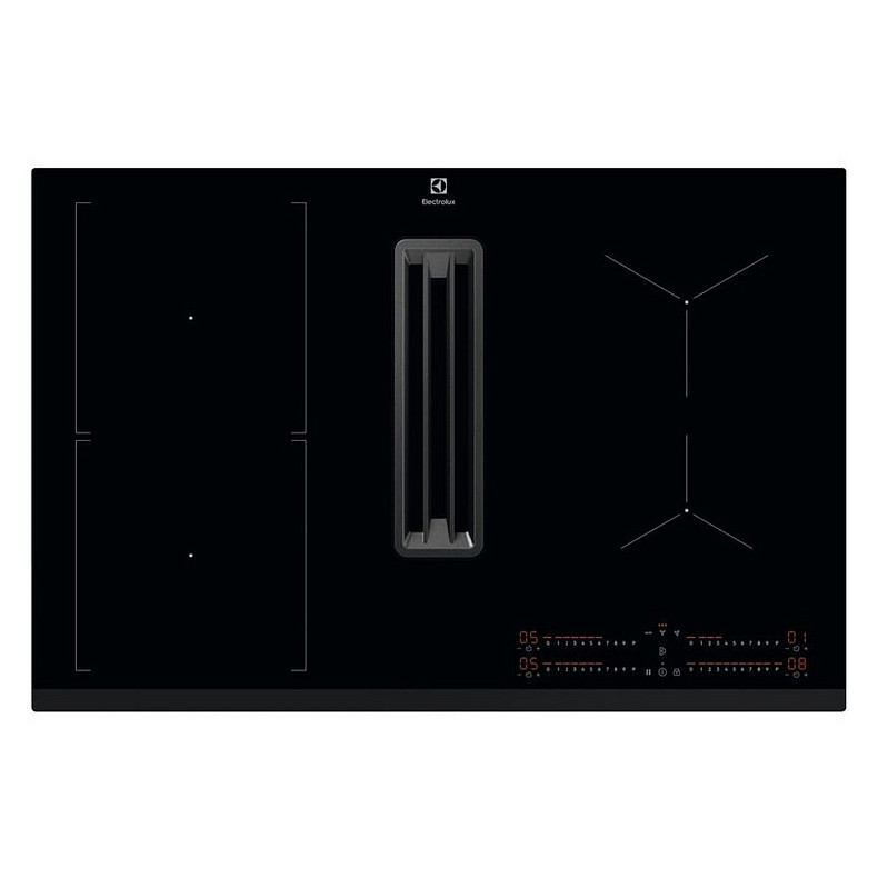 Варильна повверхня Electrolux індукційна, 80см, розширена зона, вбудована витяжка, Hob2Hood, чорний