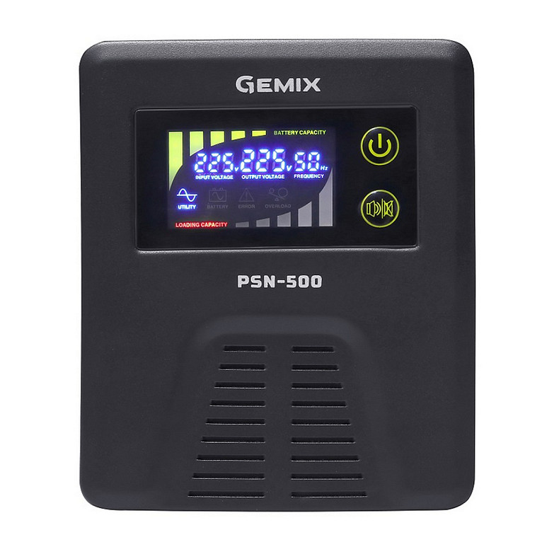 ИБП Gemix PSN-500, 500VA/300W 12V/220V, 15А, 1*Schuko, без АКБ