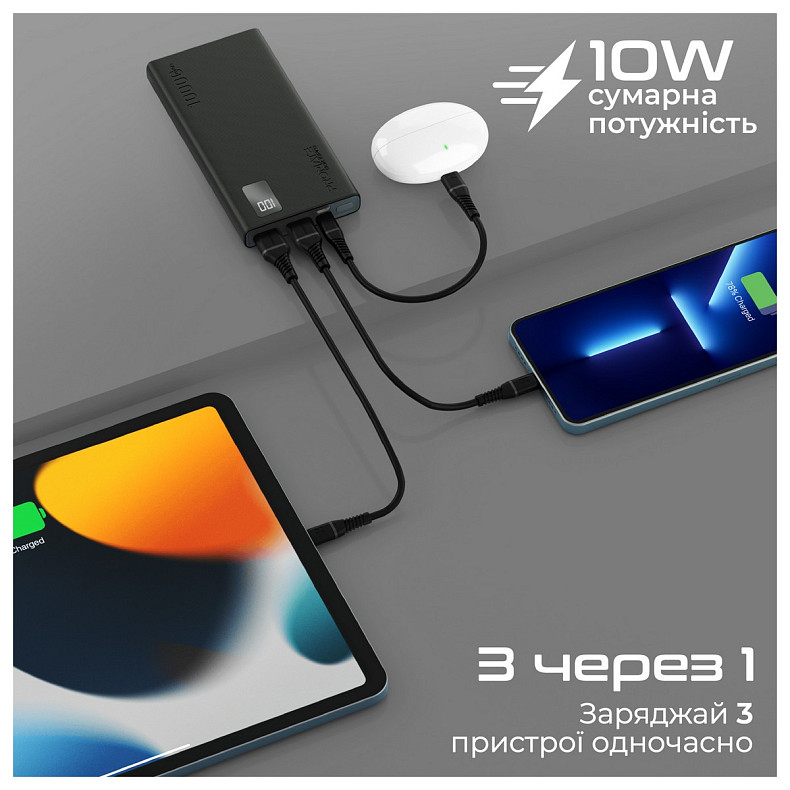 Універсальна мобільна батарея Promate bolt-10pro.black 10000mAh