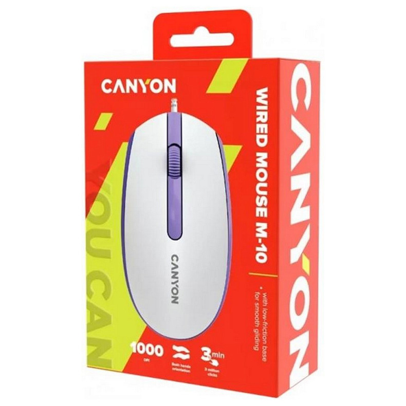 Миша Canyon M-10 USB White Lavender (CNE-CMS10WL)