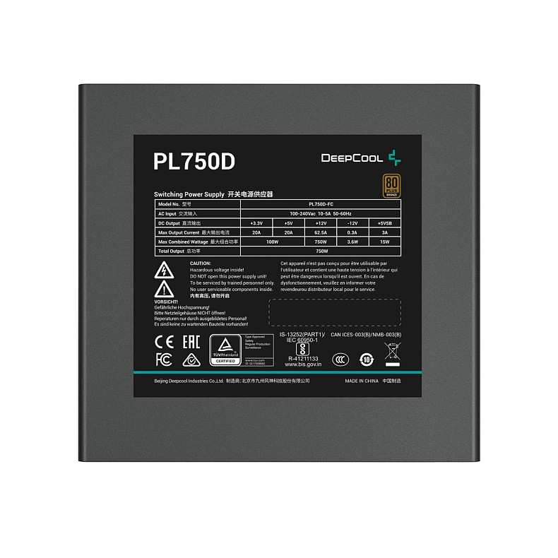 Блок питания DeepCool PL750D (R-PL750D-FC0B-EU-V2) 750W
