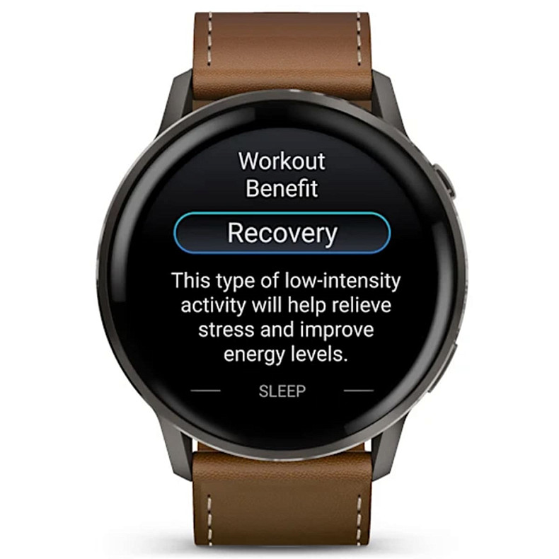 Смарт-годинник GARMIN Venu 4 45 mm Slate with Black Silicone Band and Brown Leather Band (010-03014-03)