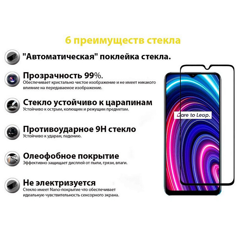 Защитное стекло BeCover для Realme C25Y Black (707139)