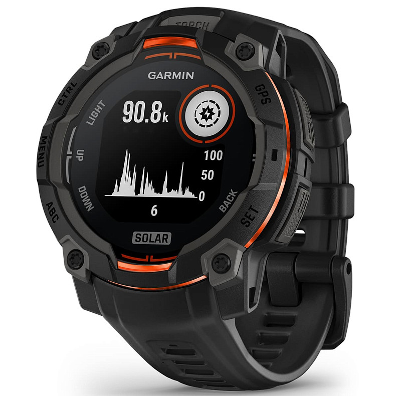 Спортивний годинник GARMIN Instinct 3 45mm Solar Black with Black Silicone