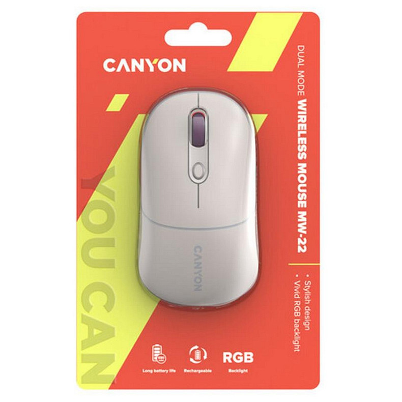 Мышка Canyon MW-22 Dual Band RGB Wireless Rice (CNS-CMSW22RC)