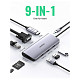 Док-станция USB3.0 Type-C --> HDMI/VGA/USB 3.0x3/RJ45/SD&TF/PD Ugreen CM179 Серая
