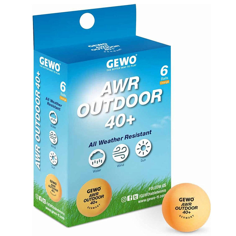 Мячи для настольного тенниса Gewo AWR Outdoor 40+ orange 6шт (96614200)