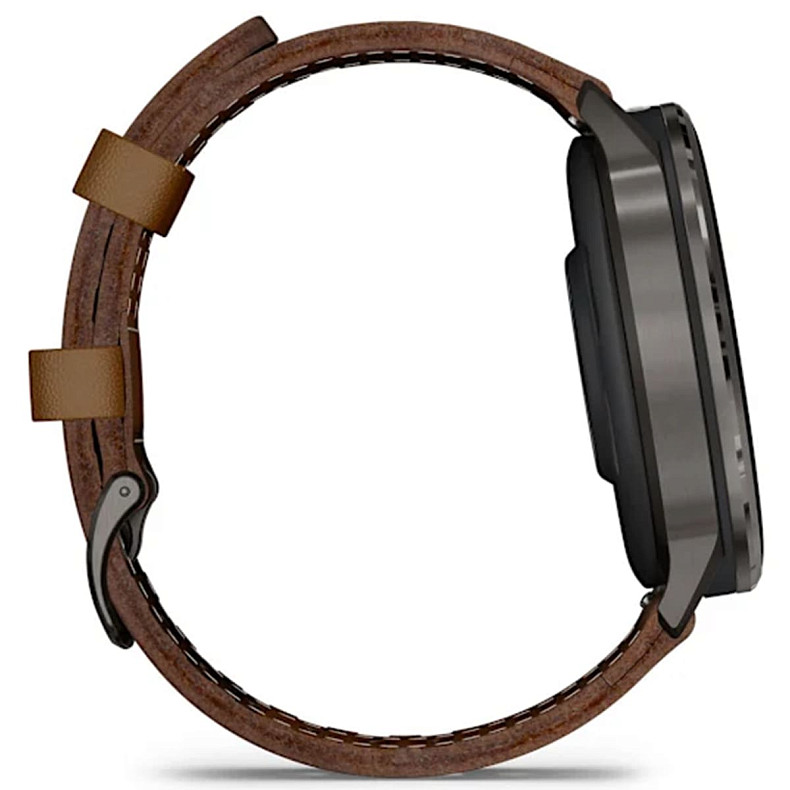 Смарт-годинник GARMIN Venu 4 45 mm Slate with Black Silicone Band and Brown Leather Band (010-03014-03)