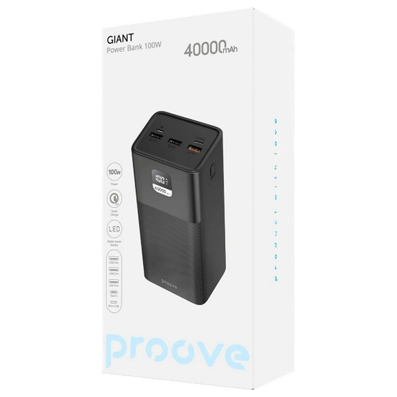 Универсальная мобильная батарея Proove Giant Lite 22.5W 40000mAh Black (PBGI20312201)