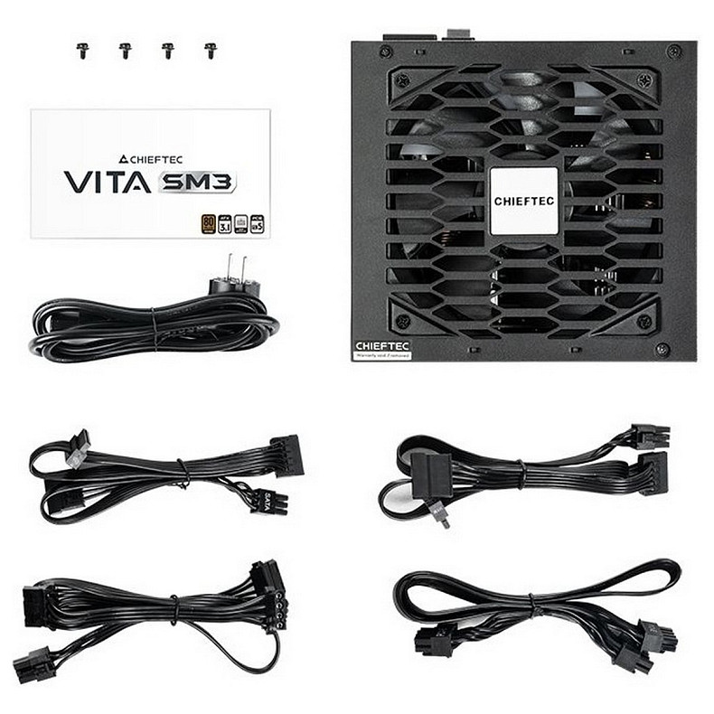 Блок питания CHIEFTEC Vita SM3 (650W), >85%, 80+ Bronze, 120мм, 1xMB 24pin(20+4), 2xCPU 8pin(4+4),