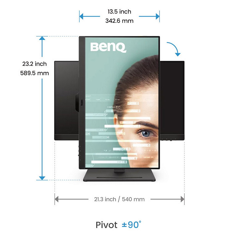 Монитор 23.8" BenQ GW2490T, IPS, 100Гц, 2хHDMI, DP, HAS, колонки, черный