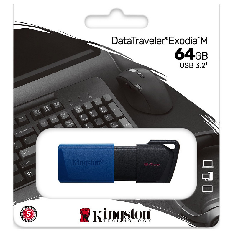 Флеш-накопичувач USB3.2 64GB Kingston DataTraveler Exodia M Black/Blue (DTXM/64GB)