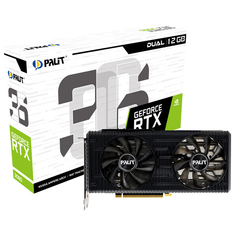 Відеокарта Palit GeForce RTX 3060 Dual 12GB GDDR6 (NE63060019K9-190AD)