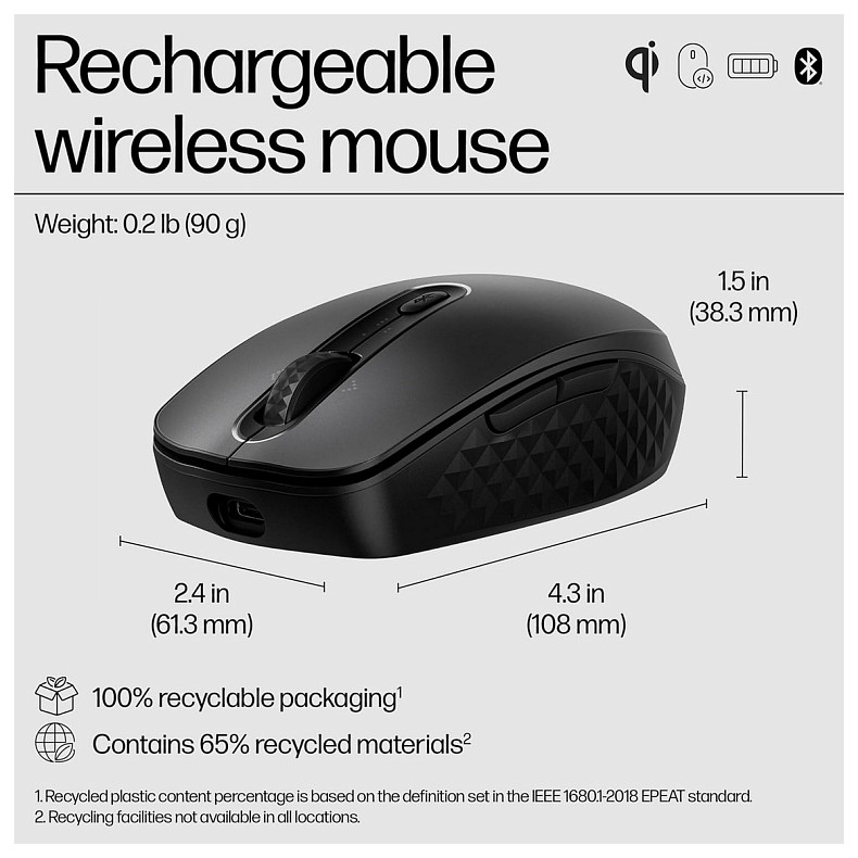 Мышь HP 690 Rechargeable, BT, черный