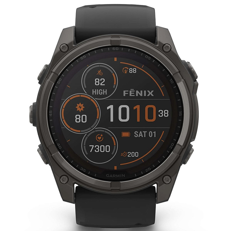 Спортивные часы GARMIN Fenix 8 51mm Sapphire Solar Carbon Gray DLC Titanium with Black Silicone Band