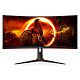 Монiтор AOC 34" CU34G2XP/BK 21:9 VA Curved WQHD 180Hz HDMI DP USB Height Black/Red