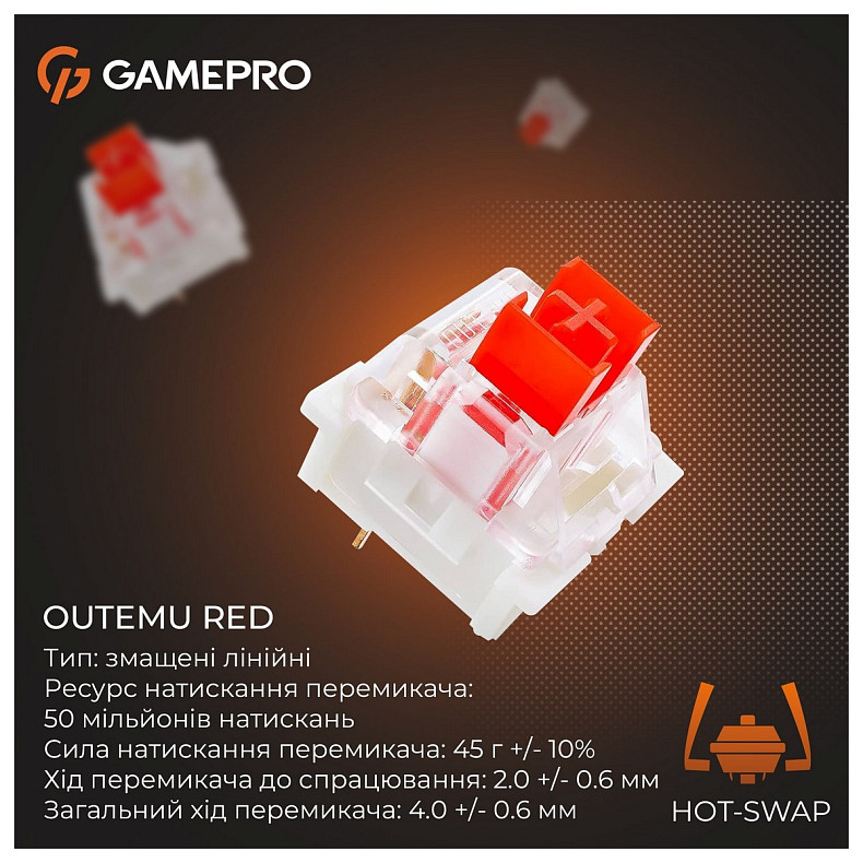 Клавиатура GamePro Genesis Joker MK124W Outemu Red Swithes USB White