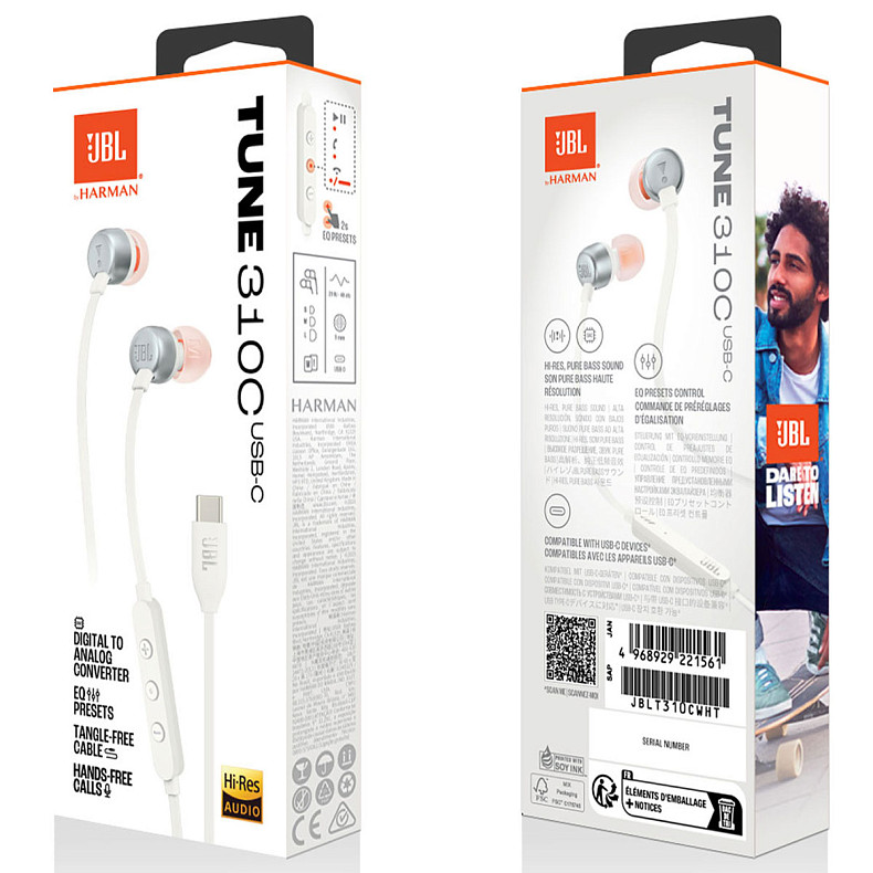 Наушники JBL Tune 310C USB-C White (JBLT310CWHT)