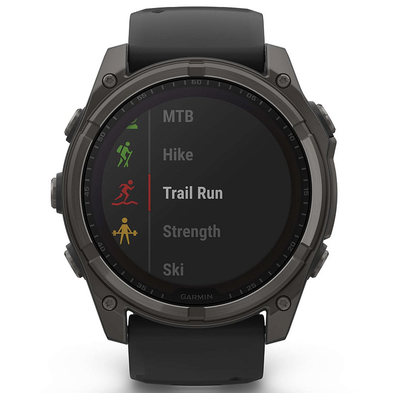 Спортивний годинник GARMIN Fenix 8 51mm Sapphire Solar Carbon Gray DLC Titanium with Black Silicone Band