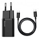 Зарядний пристрій Baseus Super Si Quick Charger 1C (1USB-C) 25W Black (TZCCSUP-L01) + кабе