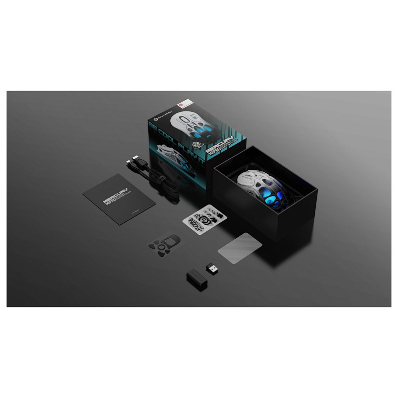 Миша GravaStar Mercury M1 Pro, BT/WL/USB-A, RGB, чорно-білий