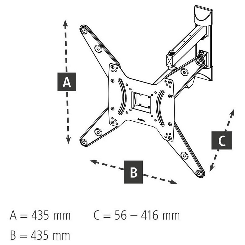 Крепление ТВ  Hama TV-WB, AR-2, 32-65", чорний