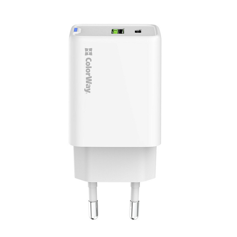Сетевое зарядное устройство ColorWay GaN Mini 45W PD Port PPS USB (Type-C PD + USB QC4.0) White (CW-