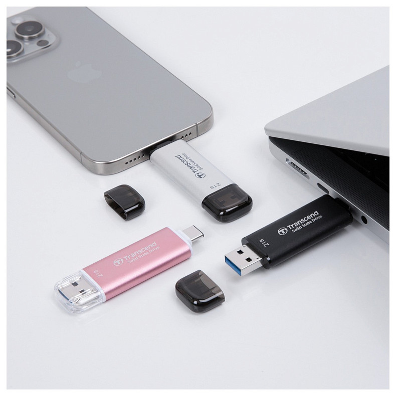 Портативний SSD Transcend 1TB USB 3.1 Gen 2 Type-A + Type-C ESD310 Чорний