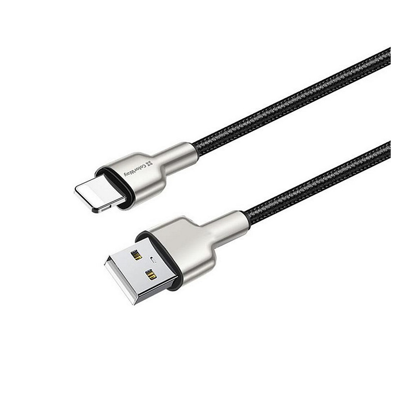 Кабель ColorWay USB-Lightning, head metal, 2.4А, 1м, Black (CW-CBUL046-BK)