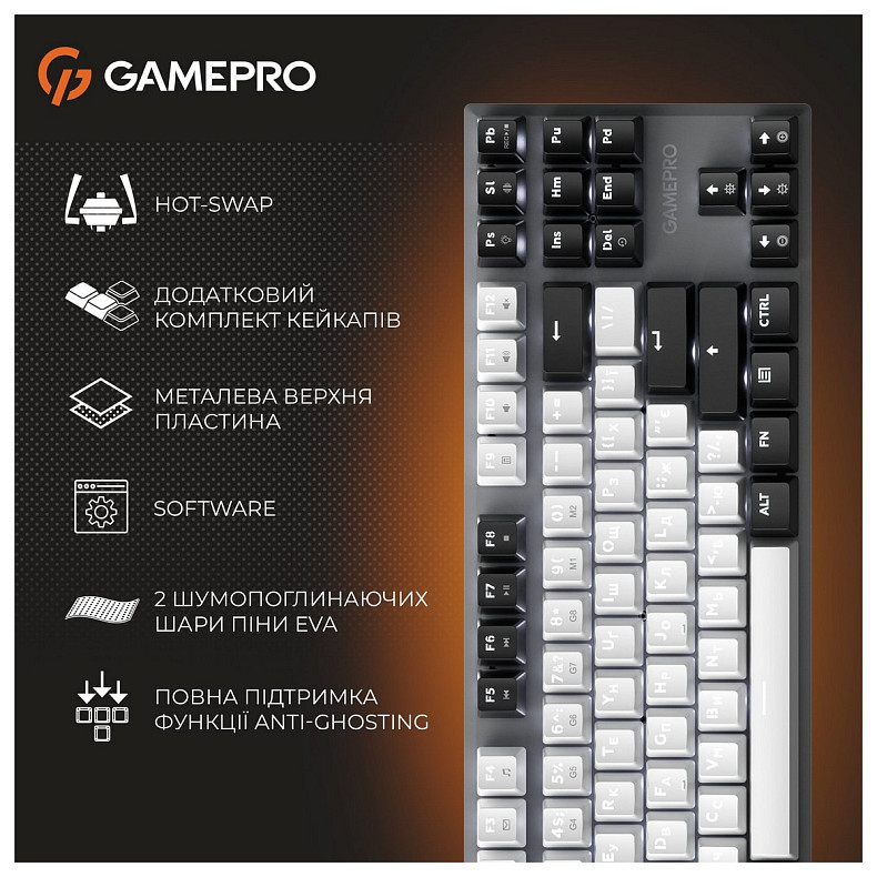 Клавиатура GamePro Genesis Joker MK124G Outemu Red Swithes USB Gray