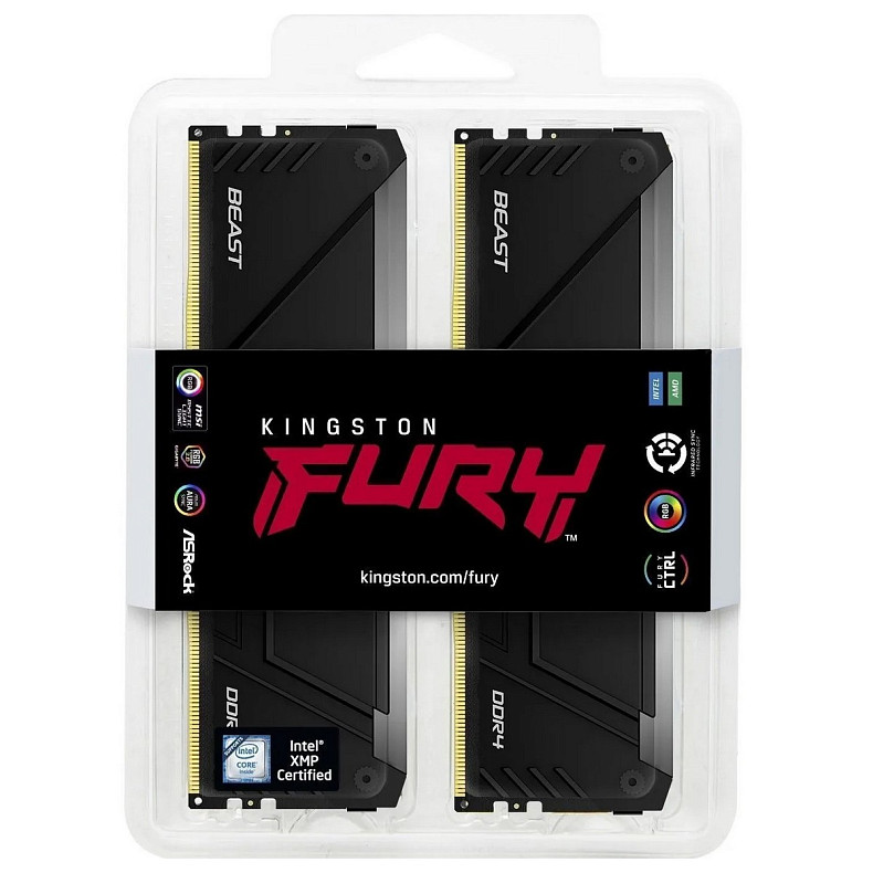 ОЗУ Kingston Fury Beast DDR4 2x8GB 3200MHz RGB (KF432C16BB2AK2/16WP)
