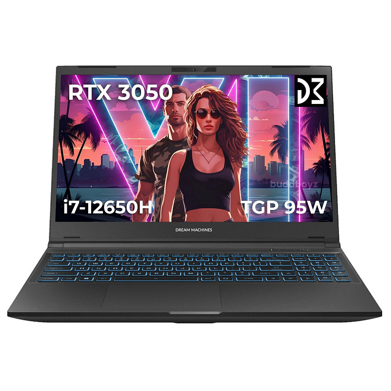 Ноутбук Dream Machines RG3050-15 15.6FHD IPS, Intel i7-12650H, 32GB, F1TB, NVD3050-4, DOS, чорний