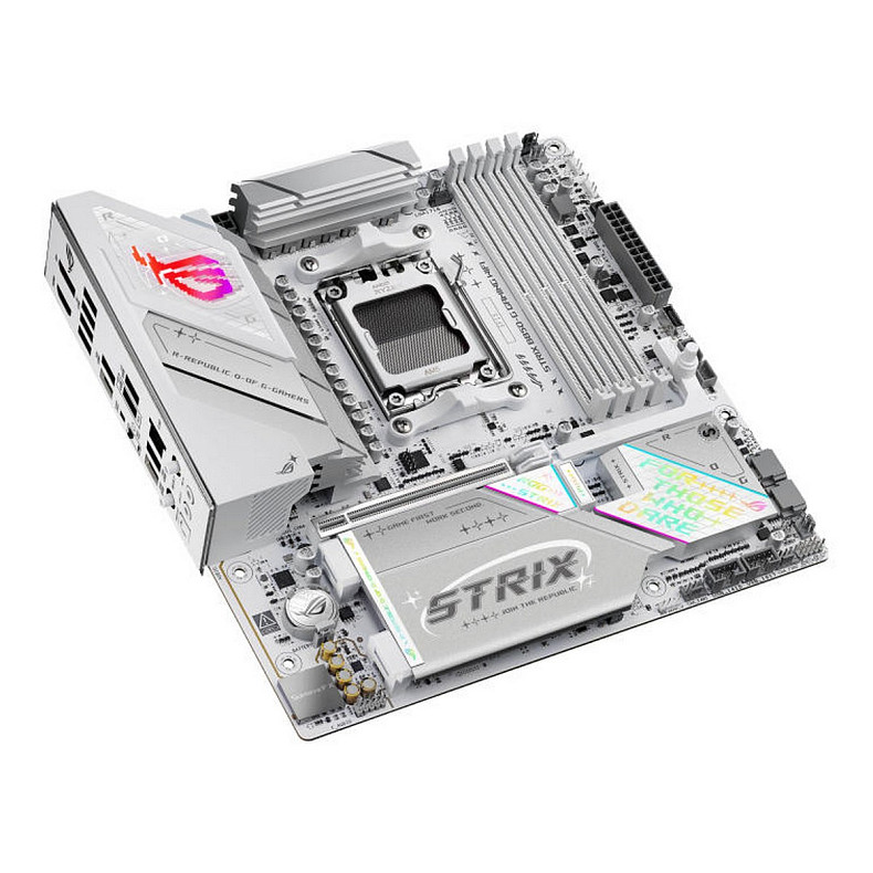 Материнcька плата ASUS ROG STRIX B850-G GAMING WIFI sAM5 B850 4xDDR5 M.2 HDMI DP WiFi BT mATX білий