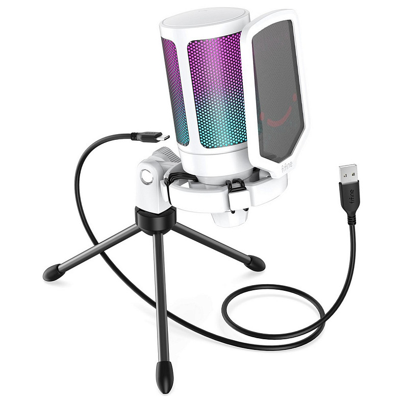 Микрофон Fifine RGB AmpliGame A6VW White