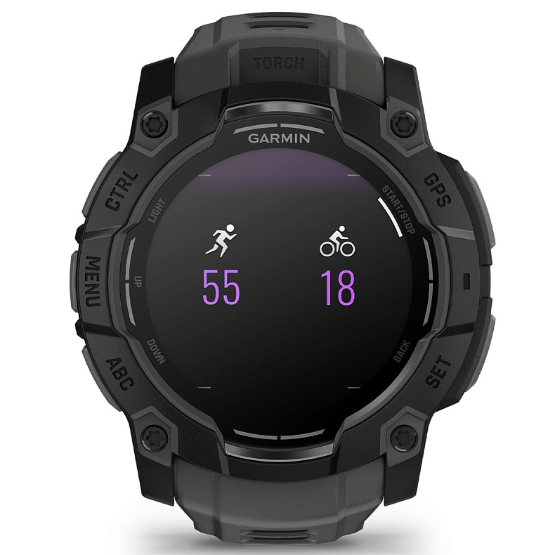 Спортивний годинник GARMIN Instinct 3 50mm AMOLED Black with Charcoal Silicone