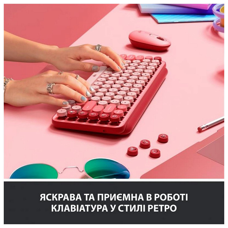 Клавіатура Logitech Pop Wireless Heartbreaker Rose (920-010737)