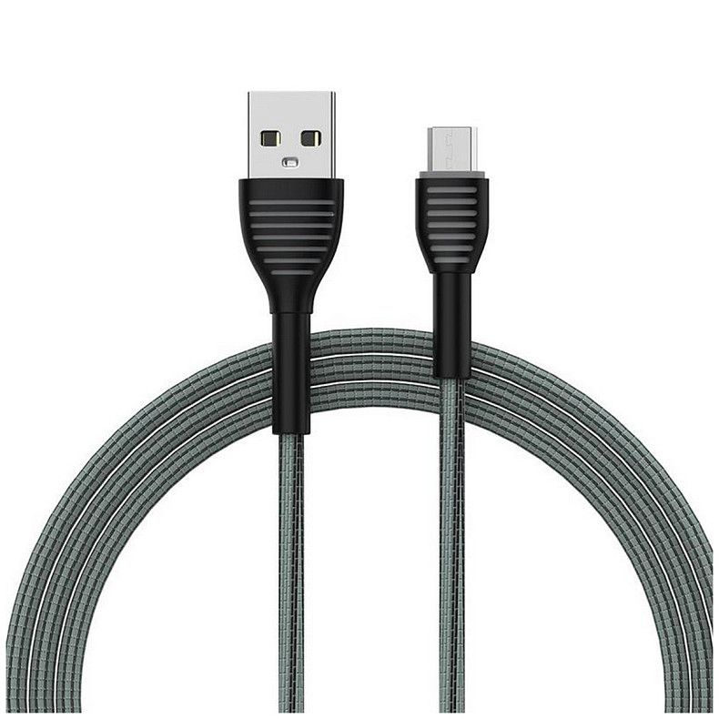 Кабель ColorWay USB-MicroUSB, braided cloth, 3А, 1м, Gray (CW-CBUM041-GR)