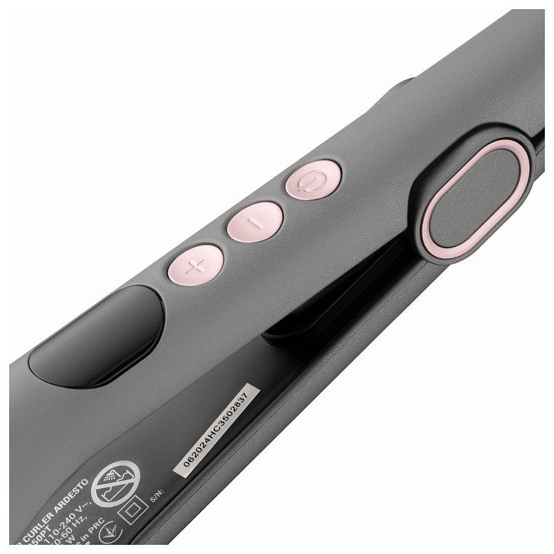 Плойка для завивки волос Ardesto Pink Touch, 55Вт, 100-200C, керамика, серый+розовый