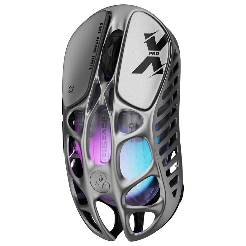 Миша GravaStar Mercury X Pro, 8K, BT/WL/USB-A, RGB, сірий