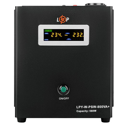 ИБП Logicpower LPY-W-PSW-800VA+(560Вт) 5A/15A с правильной синусоидой 12В, без АКБ