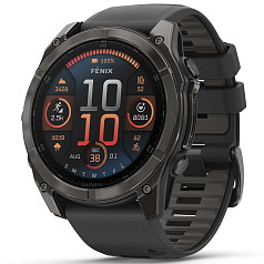 Спортивные часы GARMIN Fenix 8 51mm AMOLED Sapphire Carbon Gray DLC Titanium with Black Silicone Band