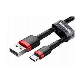 Кабель Baseus Cafule USB-USB-C, 3A, 0.5м Black/Red (CATKLF-A91)