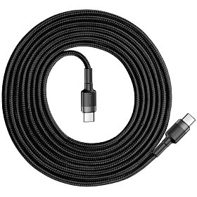 Кабель USB Type-C Baseus Cafule PD2.0 60W flash charging USB cable 20V 3A 2M Gray Black (CATKLF-HG1)