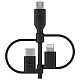 Кабель Belkin USB-A > Lightning/USB-С/microUSB, 1м, чорний